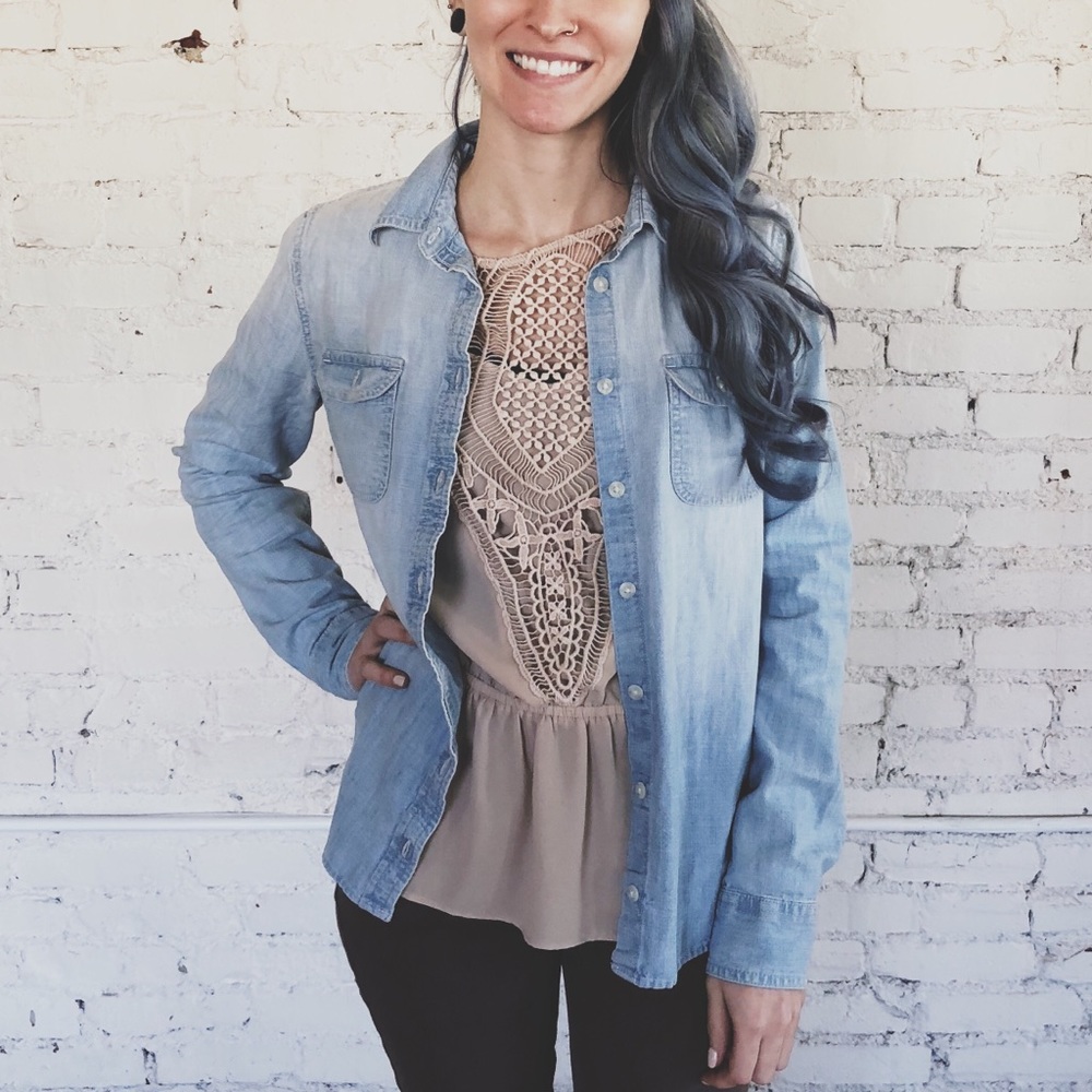 American Eagle Jean Button Up
